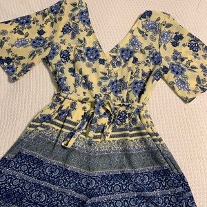 Yellow and Blue Floral Romper